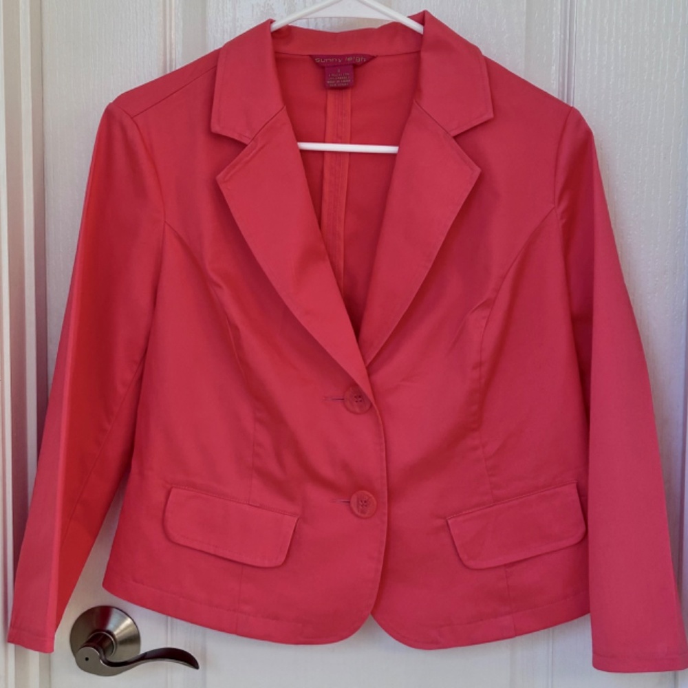 Coral Colored Sunny Leigh Casual Blazer, Size 8